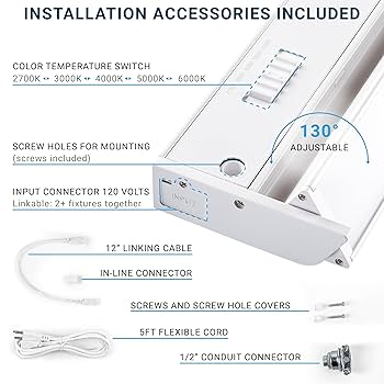 PARMIDA LED Swivel Under Cabinet Lighting, Hardwired or Plug